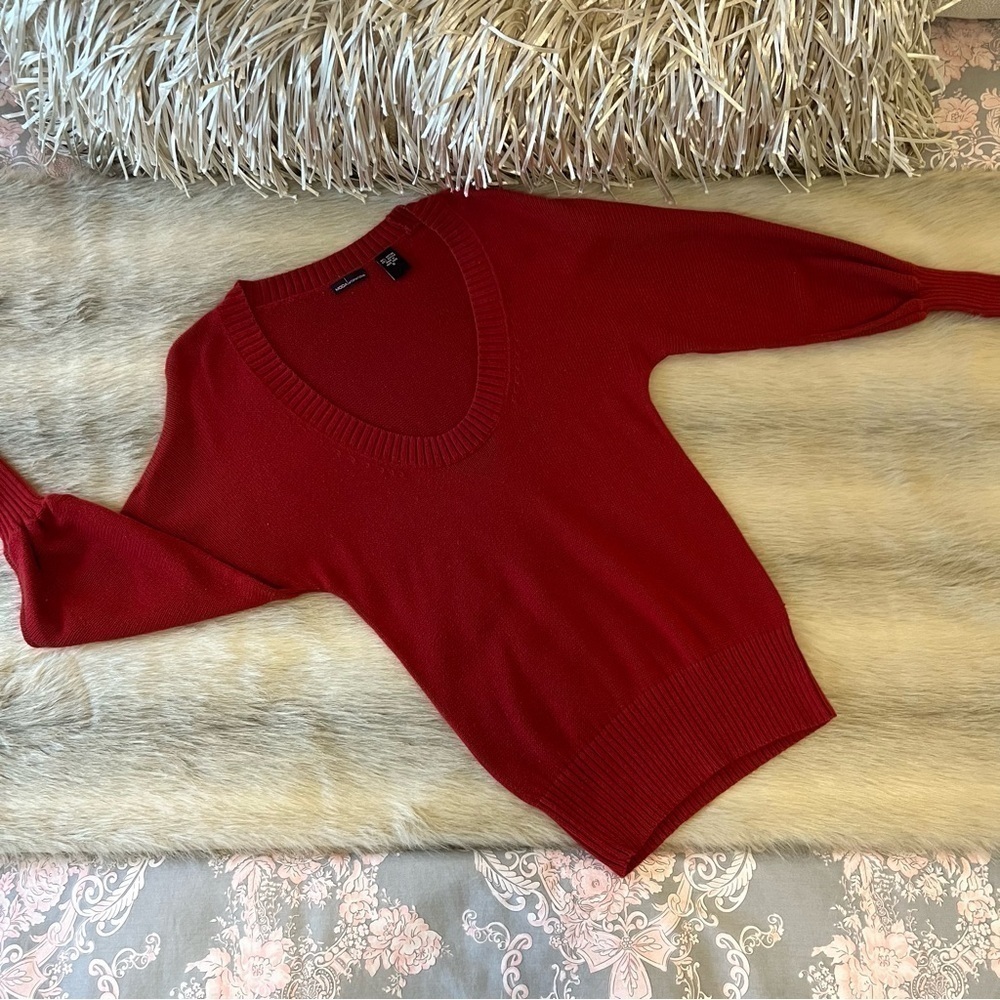 VICTORIA’S SECRET Moda International Maroon Scoop Neck S Long Puff Sleeve